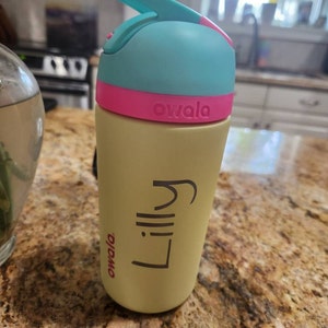 Personalized Owala Kids 14 Oz Flip Water Bottle With Built in Straw Locking  Leak Proof Lid Back to School Overnight Camp 