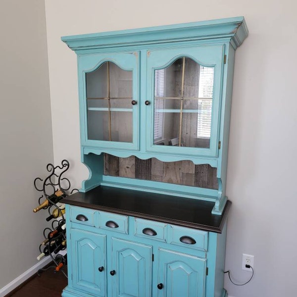 Navy Blue China Cabinet, Open Shelves Hutch, Shipping is Not FREE ...