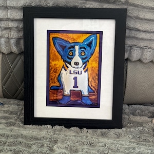 Blue Dog George Rodrigue Framed Postcard: LSU Geaux Tigers Art - Etsy