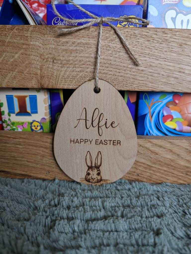 Personalised Easter Gift Tags, Easter Baubles For Children, Kids Easter Gifts, Easter Decor, Easter Bunny, Floral Easter, Wooden Easter Gift