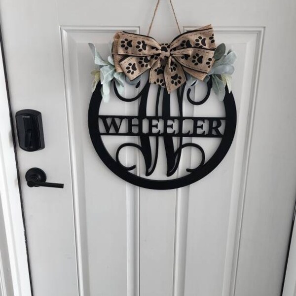 Last Name Door Sign Initial Door Wreath Personalized Front Door Family ...