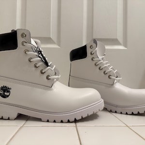 Timberland boots custom made men's Waterproofs gold and white/ pink stylish