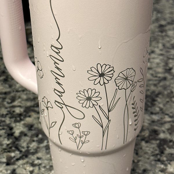 Personalized Floral Design Yeti 20oz Rambler Tumbler 360 Degree ...