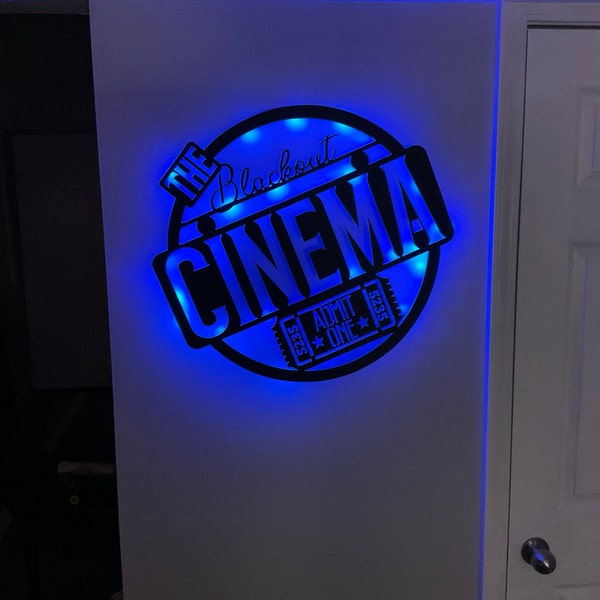 Personalized LED Family Name Cinema Metal Sign | Light up Home Theater ...