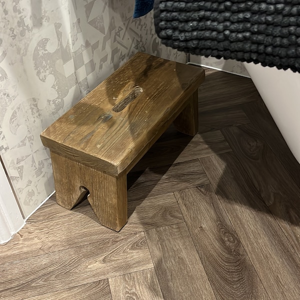 Wooden Step Stool - Handmade From Reclaimed Wood - Rustic Farmhouse ...