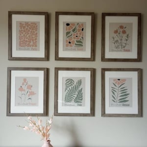 Boho Botanical Print Set of 6, Blush Pink and Sage Green Wall Art ...