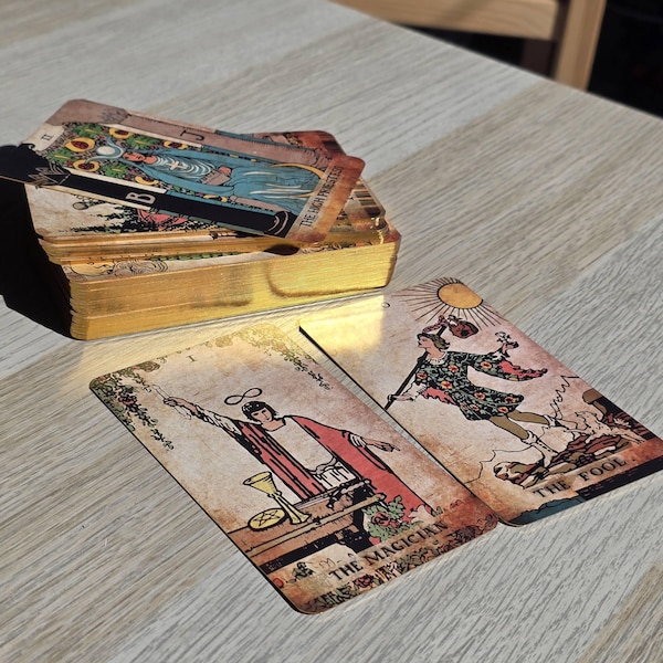 Classic Tarot Deck | 78 Matte Cards Gold Foil Edges | Rider Waite ...