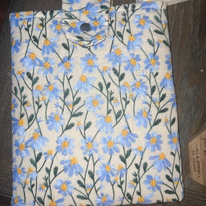 Blue Beige Daisy Embroidered Book Sleeve, Kindle Sleeve, Ereader Cover ...