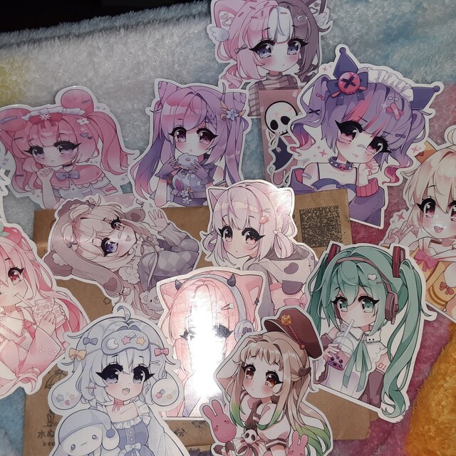 Shy Aoi Neko Girl Vinyl Sticker pack laminated kawaii -  Portugal