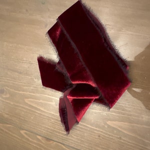 Burgundy Silk Velvet Ribbon - Hand Dyed Silk Velvet Ribbon, Bouquet Silk Velvet Ribbon