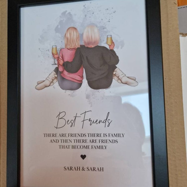 Personalised Best Friends Print, Custom Best Friend Gift, Friendship ...