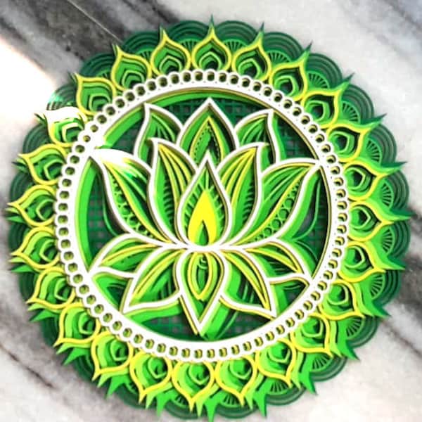 Multilayer Laser Cut DXF - MANDALA LOTUS - Mandala Svg Files for Cricut ...