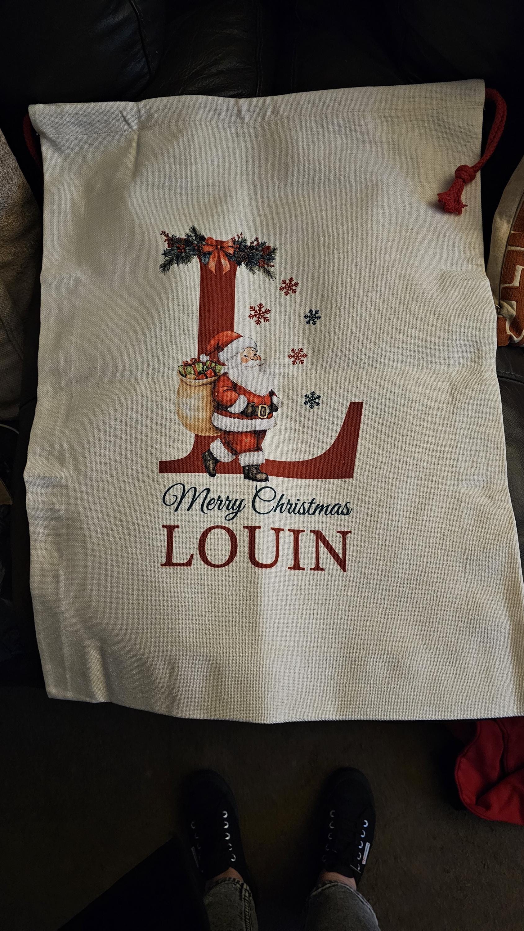 Premium Custom Santa Sack | Thick Canvas Personalised Christmas Present Gift Bag for Him Her Kids Adults | Add Name Initial Xmas Stocking