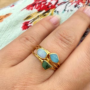 Customer photo from Grace, Dainty Raw Aquamarine Ring, March Birthstone Crystal Ring