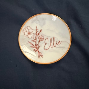 Personalized Birth Flower Ring Dish Perfect Bridesmaid or Best Friend ...