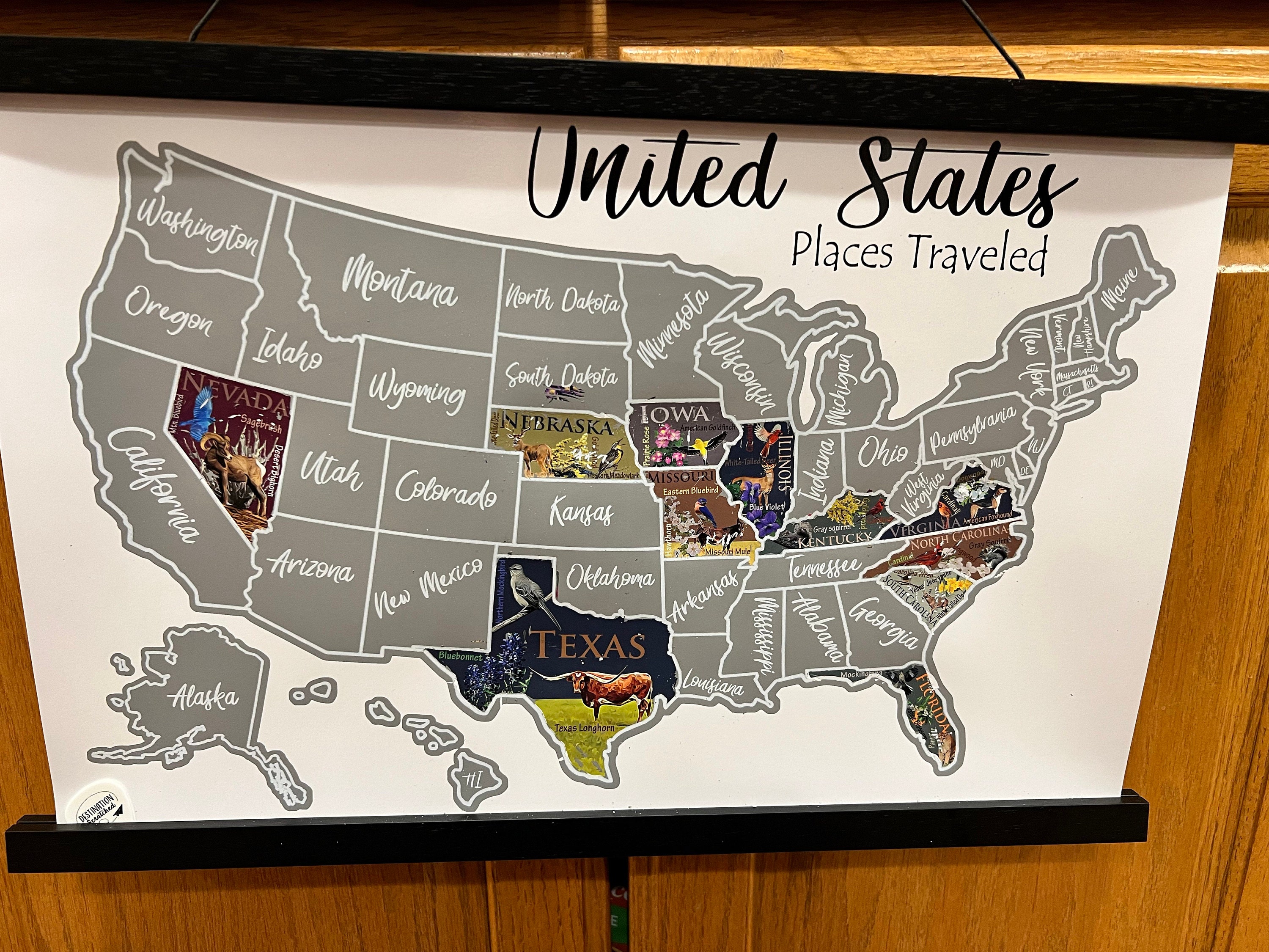 USA Scratch Off Map; State Symbols map; United States Poster; Educational travel scratch off poster; Places Traveled Map; Scratch off poster