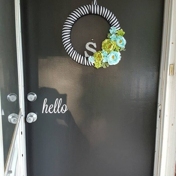Front Door Decoration Hello Decal Sign Custom Vinyl Saying Monogram 6. ...