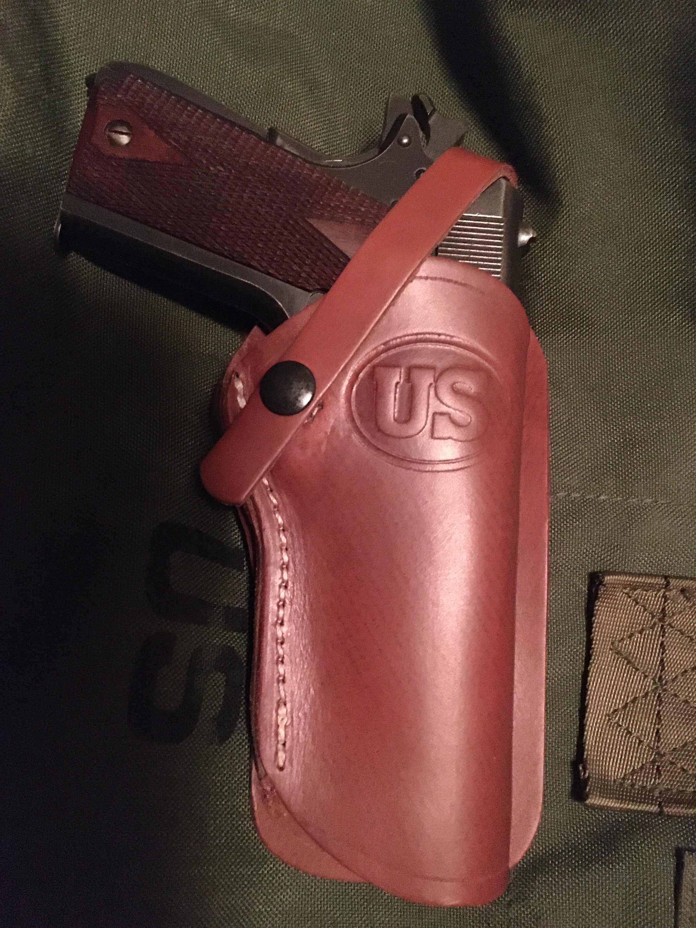 Western Leather Wild Bunch Style Holster Fits Colt Springfield Ruger RIA Remington Taurus 45 Model 1911