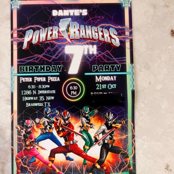 Power Rangers Birthday Invitation | Power Rangers Invite | Printable Rangers Invite, Ninja Evite ...