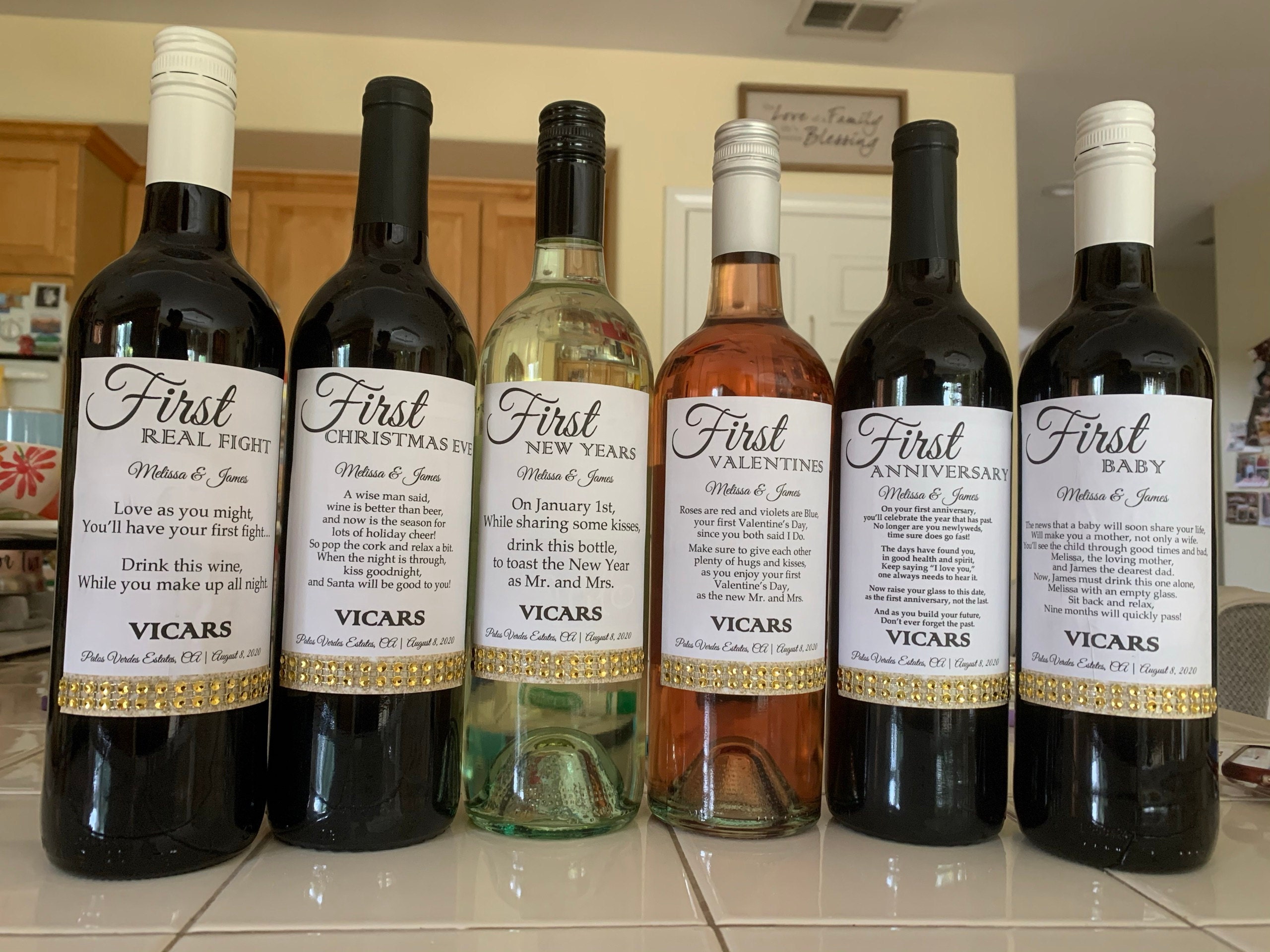 5 Bridal Shower Wine labels First
