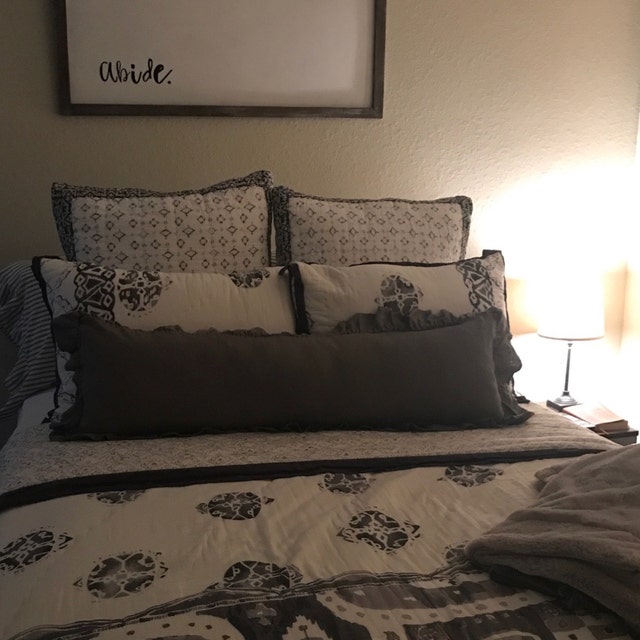 Solid gray grey linen Full Queen KING duvet cover with bedding