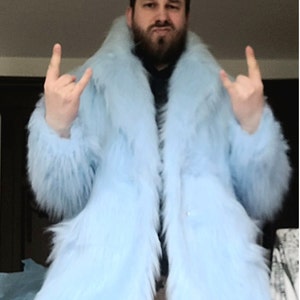 Baby Blue Fur Coat Fluffy Jacket Furry 100 Polyester Vegan Fake Fur Oversize Coat. Etsy Canada
