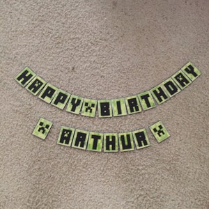 Handmade Minecraft Themed Happy Birthday Banner Etsy