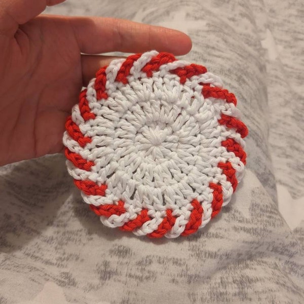 PDF Pattern Crochet Christmas Coaster, Christmas Peppermint Coaster ...