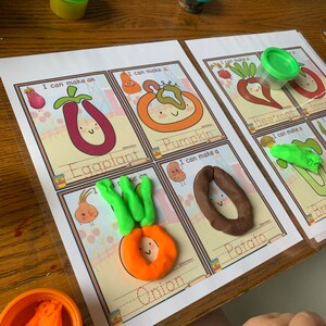 Vegetables Play Dough Mats Printable Play Doh Mats Fine Motor Skills  Preschool Activities Montessori Toddler Resources Homeschool Learning 