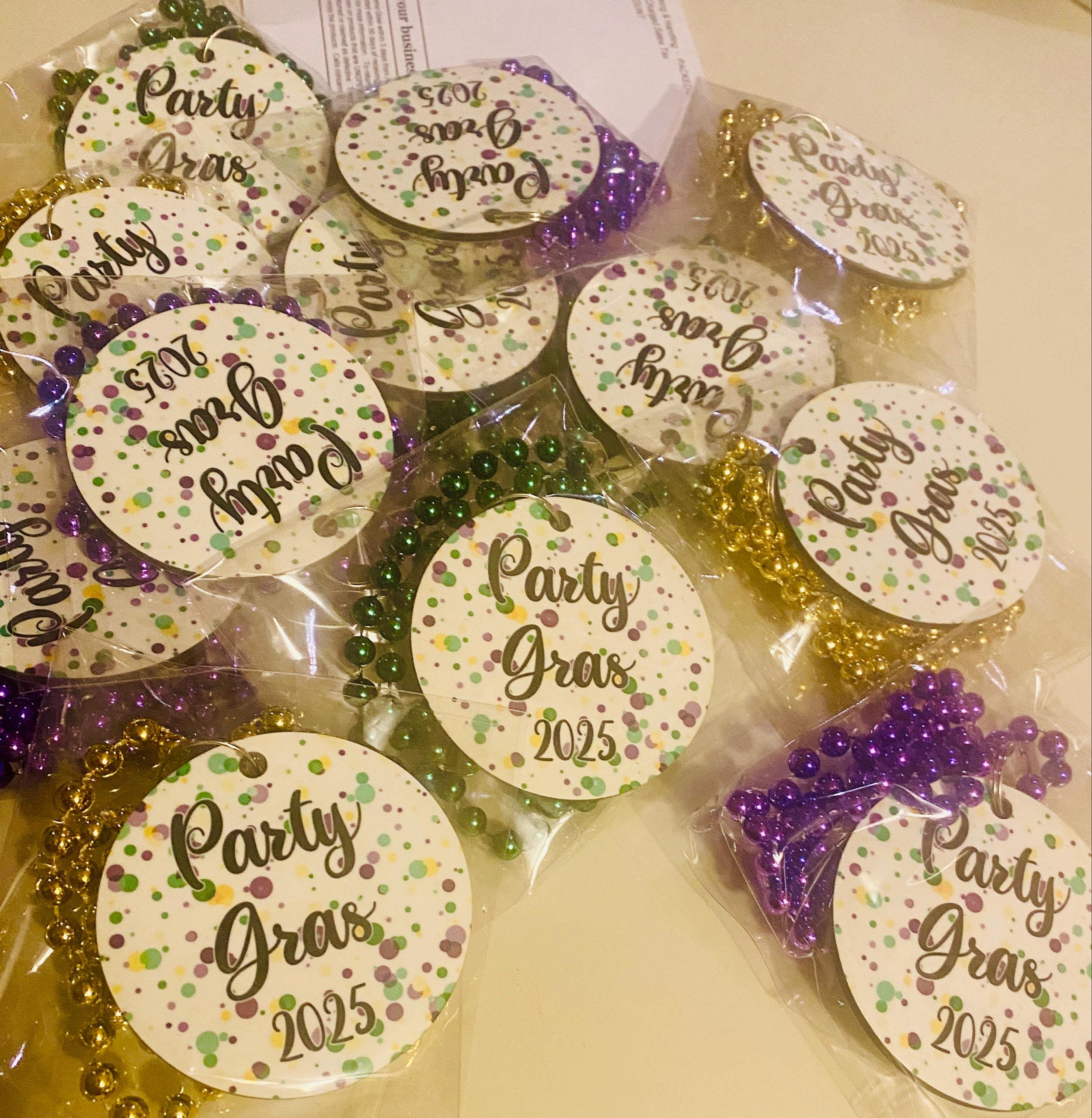 EINSEITIGE Mardi Gras-Halskettenmedaillons – Individuell gestaltet mit farbigem Design (verwenden Sie ein vorgefertigtes Design oder senden Sie Ihr eigenes ein). Großpackungen.