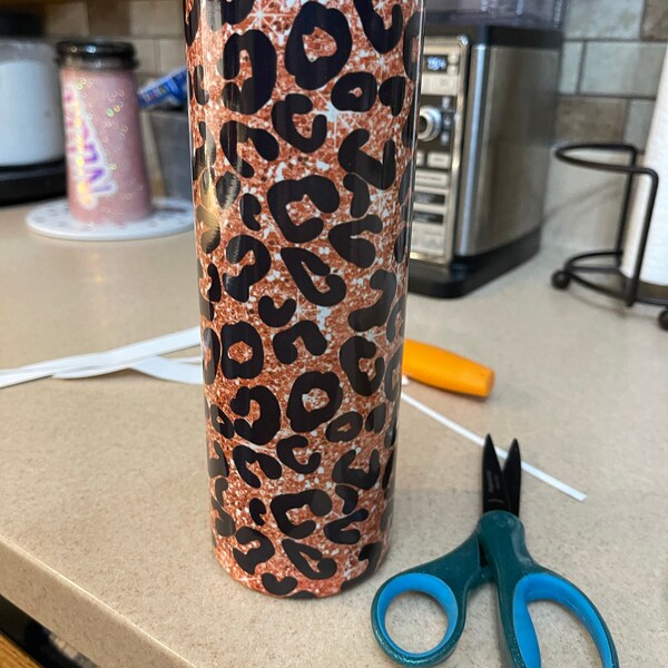 20 Oz Skinny Tumbler Leopard Glitter Wrap Tapered Straight Template ...