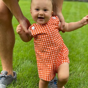 Boys Classic Orange Gingham Jon Jon Monogram Outfit - Etsy