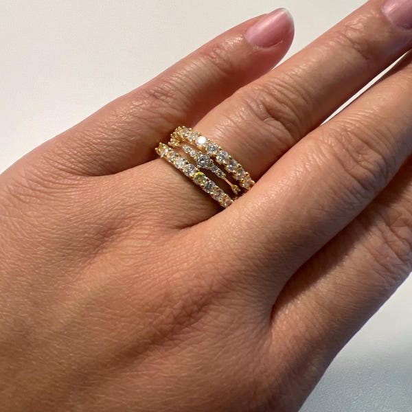 18K Gold Eternity Ring for Women Engagement Ring Wedding Band Stacking ...