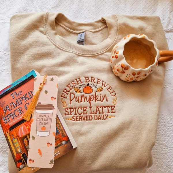 Embroidered Coffee Lover Jumper, Pumpkin Spiced Latte Jumper, Fall ...