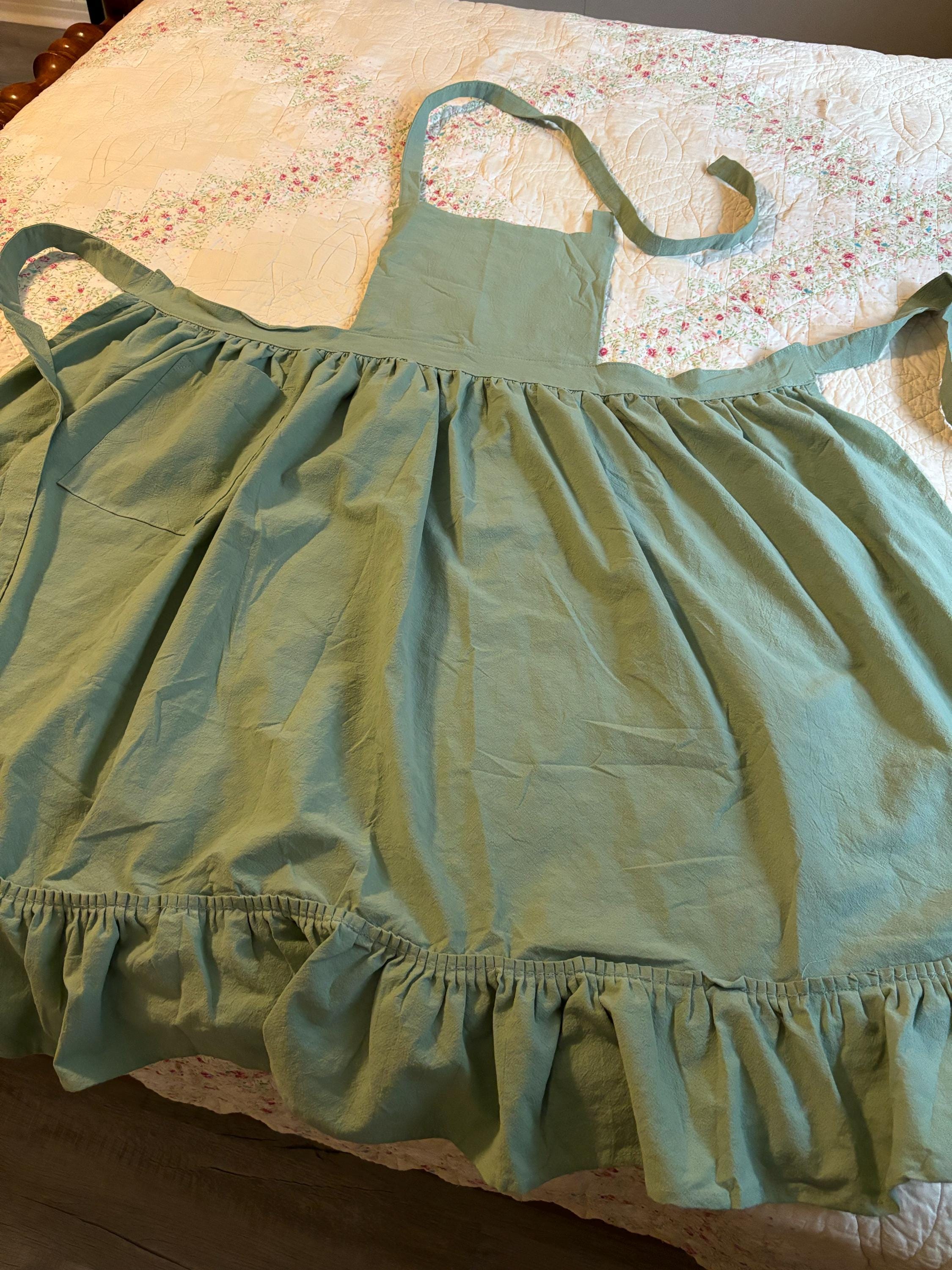 aprons for women with pocket , pinafore aprons for women retro , green , medieval, kitchen dress , apron dress , ruffles , her gift, pink