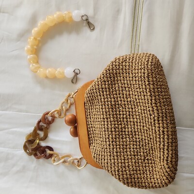 Crochet Raffia Pouch Clutch Bag, Womens Straw Summer Pouch Bag, Wicker ...