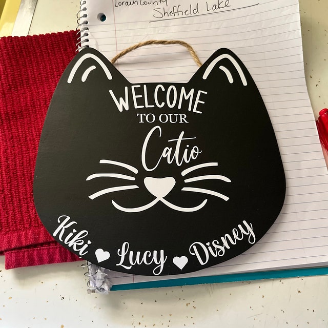 Funny Cats Welcome Sign - Wooden Decor, Black Cat Wall Decor