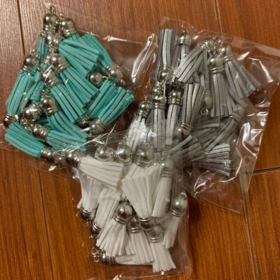 100Pcs Leather Tassels With Jump Rings - Pink Suede Fringe For Jewelry Making