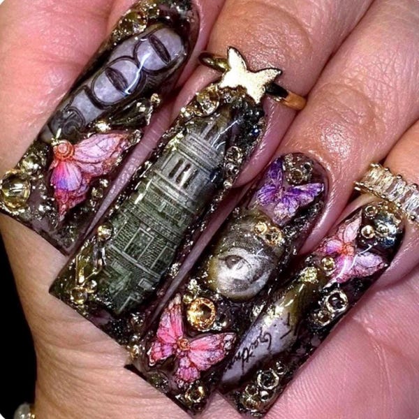 CHAMPAGNE CRYSTAL STILLETO HANDMADE PRESS ON NAILS