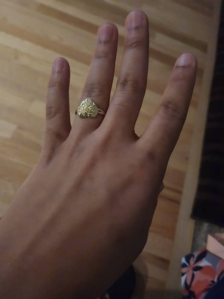 1/2&quot; Women&#39;s Textured Heart Shaped Nugget Ring Real Solid 10K Yellow Gold Size 7
