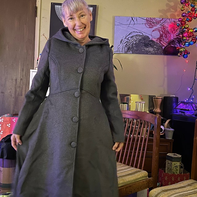 Winter Long Hooded Wool Princess Coat Women, Vintage