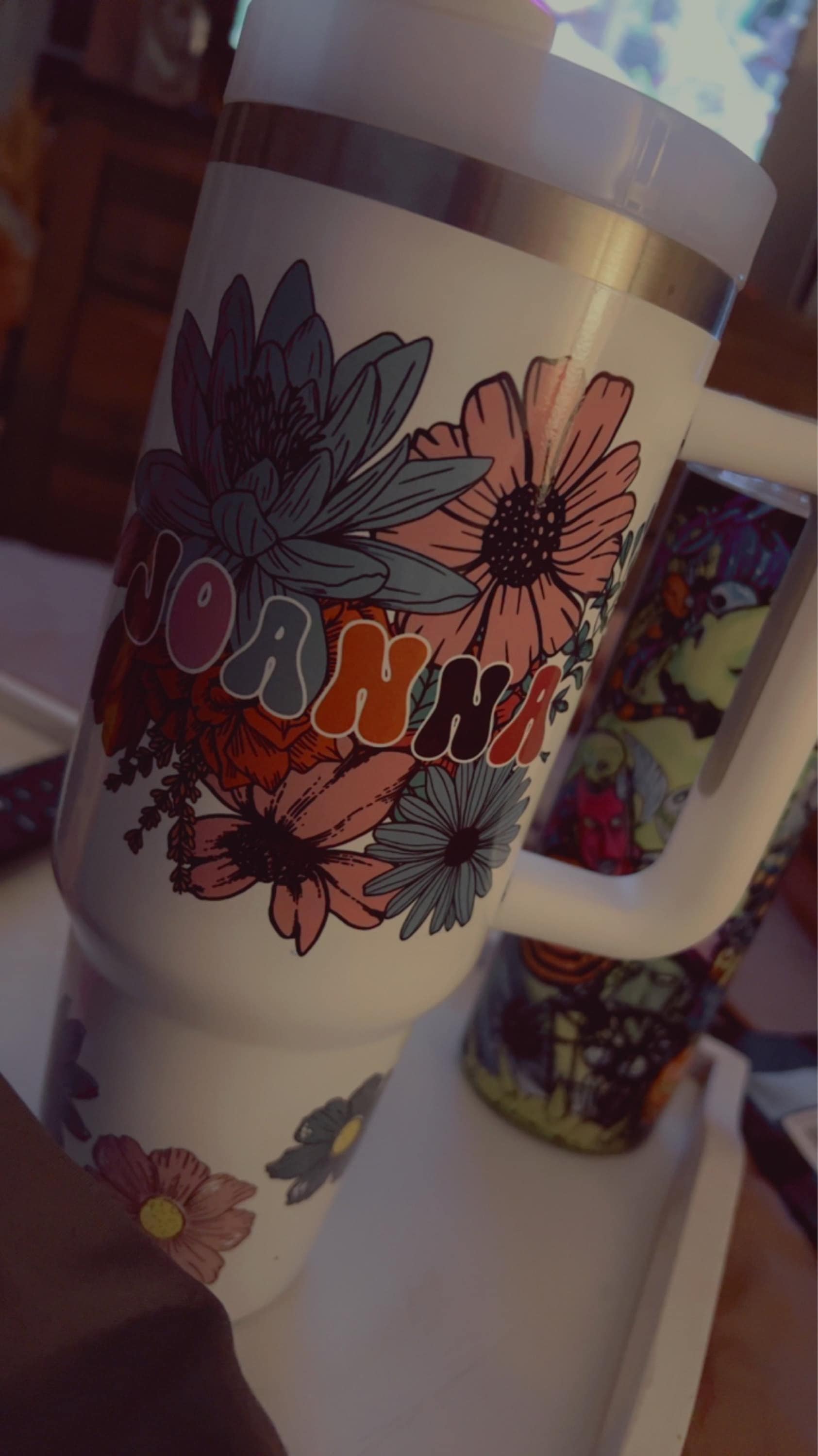 Personalized 40oz Tumbler for Moms, Matte White Travel Mug with Handle & Straw - Perfect for Hot or Cold Drinks