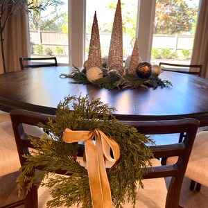 Neutral Christmas Mini Cabinet Wreaths With Ribbon Mini Cedar - Etsy