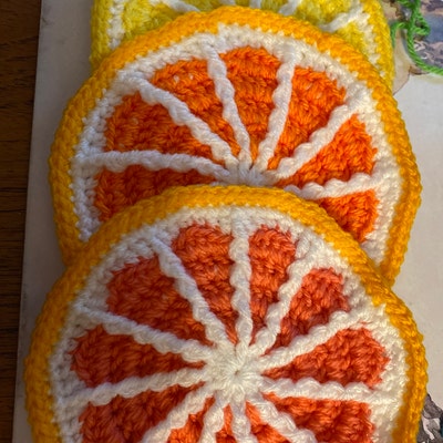 PDF Citrus Slice Crochet Coasters. Crochet Pattern. Photo Tutorial. - Etsy