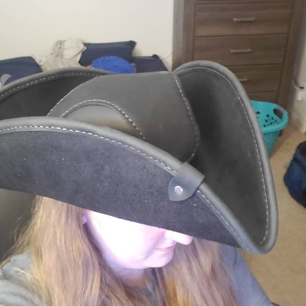 Genuine Leather Handmade Hand Stitched Tricorn Hat Pick Your Color