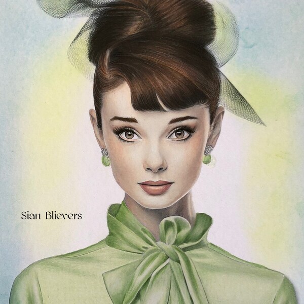 42 Audrey Hepburn Color Clipart &amp; Grayscale Coloring Pages Set 2 ...