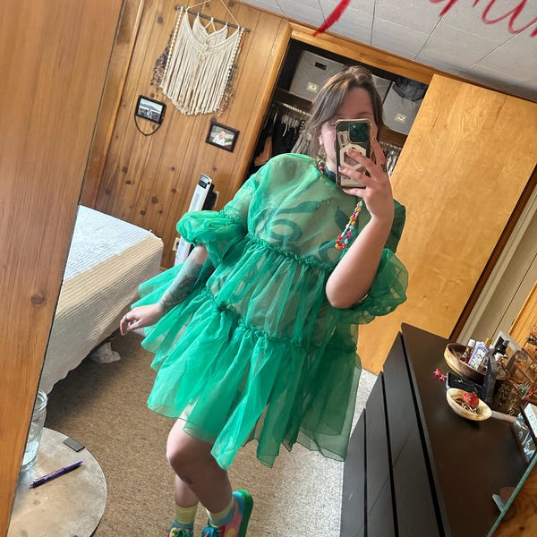 GEMMA BIRD ORGANIC OVERLAY DRESS