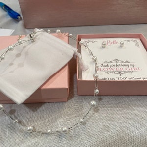 Pearl Flower Girl Jewelry Set, First Communion Jewelry, Pearl Earrings ...