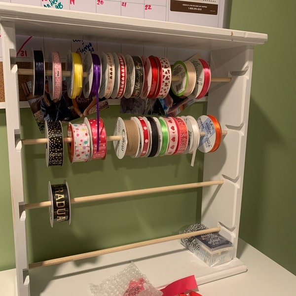 Ribbon Spool Rack Organizer Holds 4'' Spools Brushed White Free ...