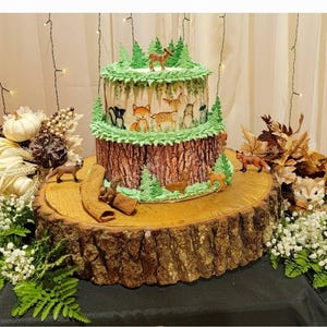 Superbe Gâteau Factice Cerf étincelant – Déco Bois / Chêne, Fait Main, L